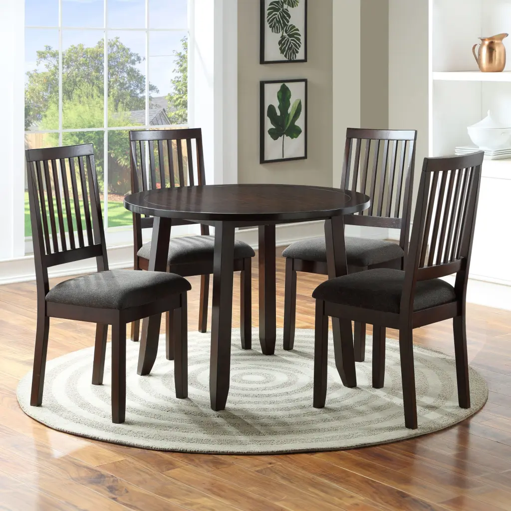 Yorktown 5 Piece Dining Set Dark Brown Wood Table and Chairs steve silver furniture