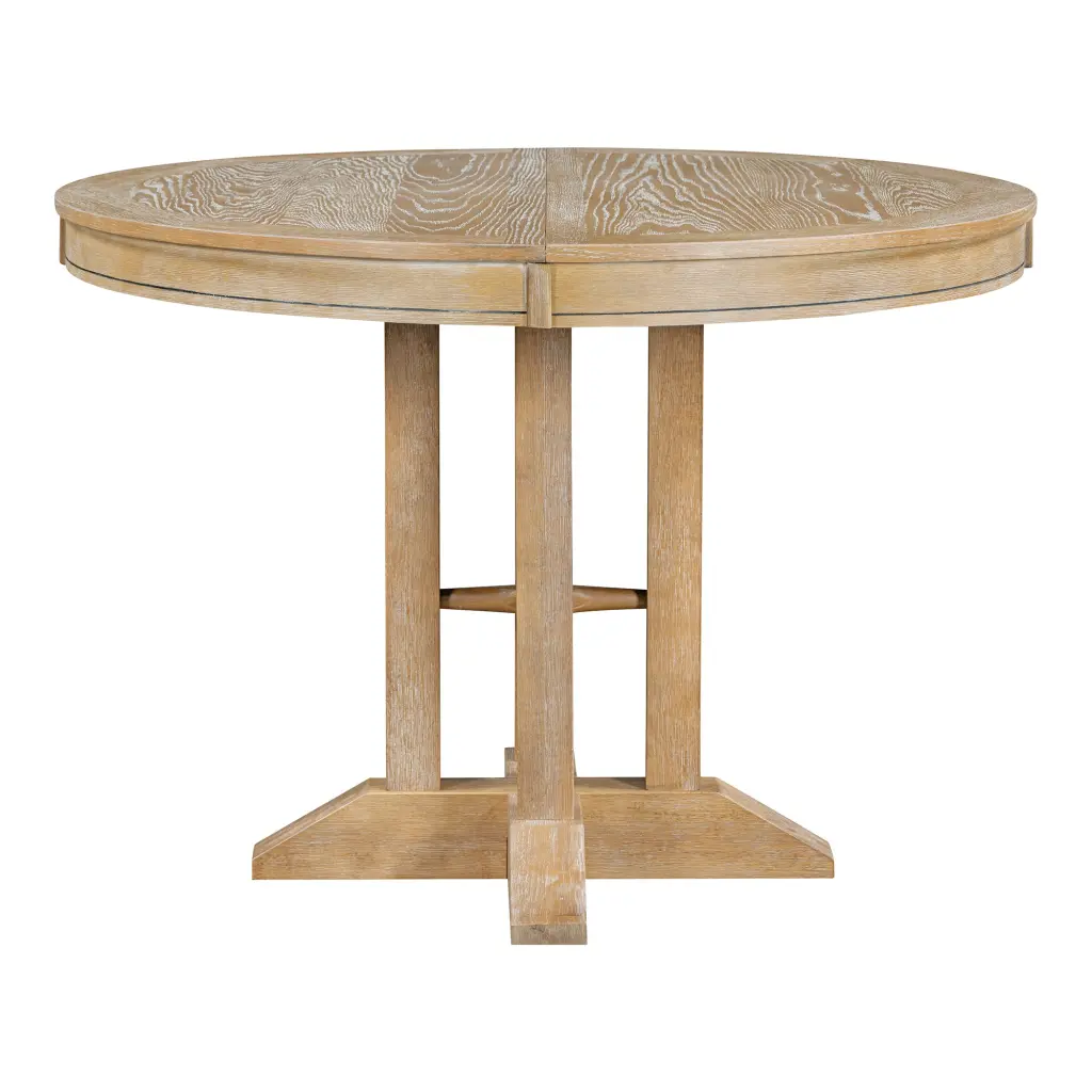 5 Piece Dining Set Extendable Round Table And 4 Upholstered Chairs Farmhouse Style trexm