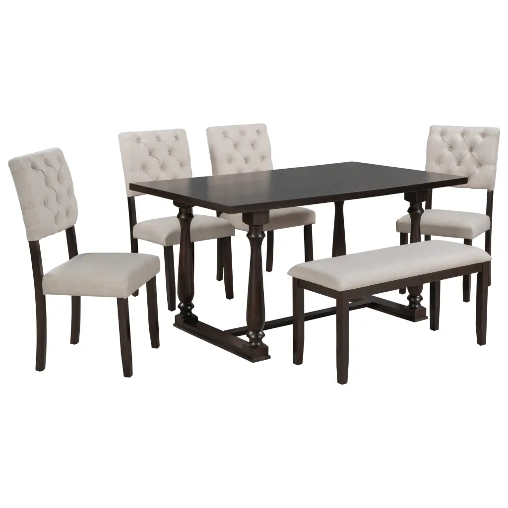 6 Piece Dining Table and Chair Set Foam Cushions and Special Legs trexm