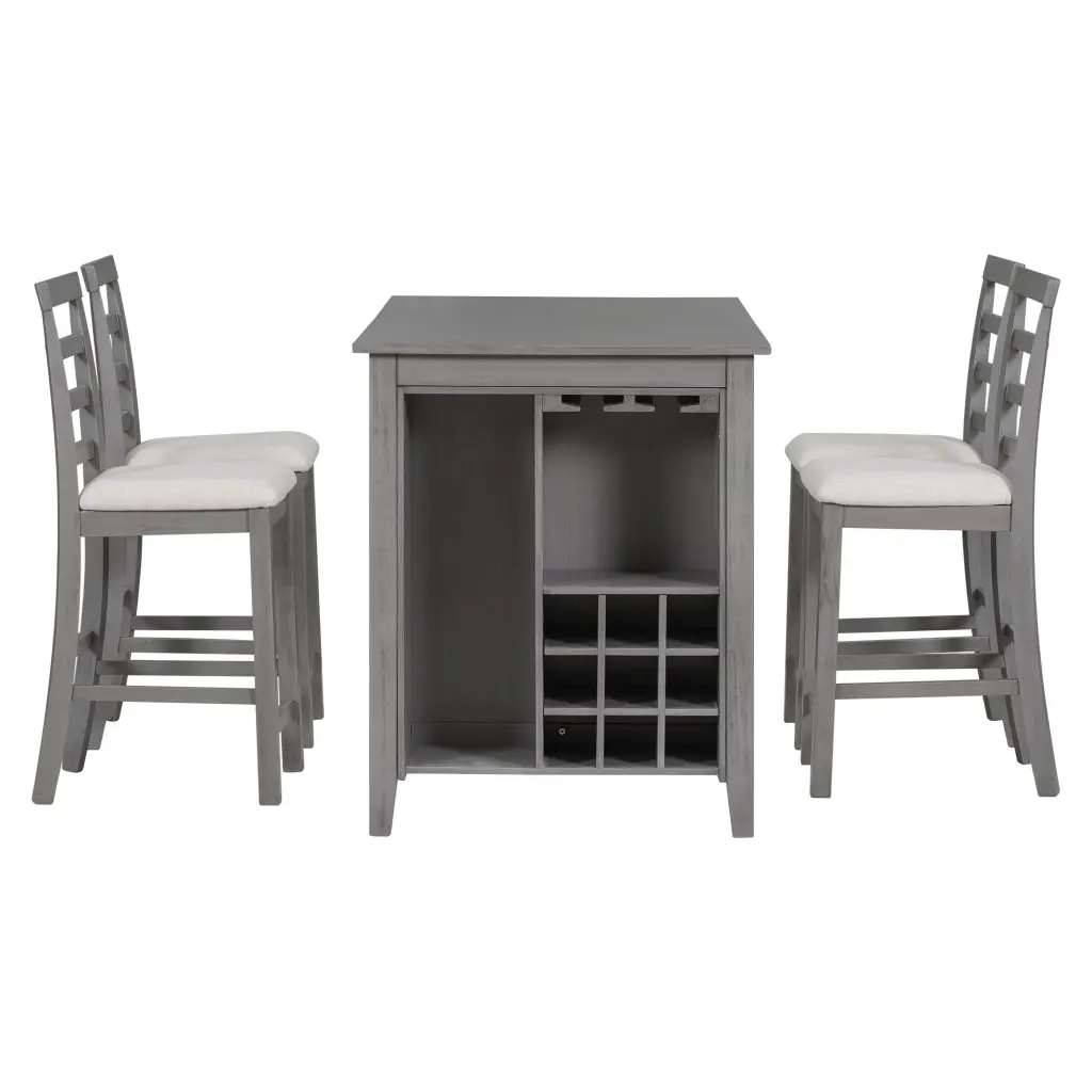 5 Piece Multi Practical Rubber Wood Counter Height Dining Set Padded Chairs trexm