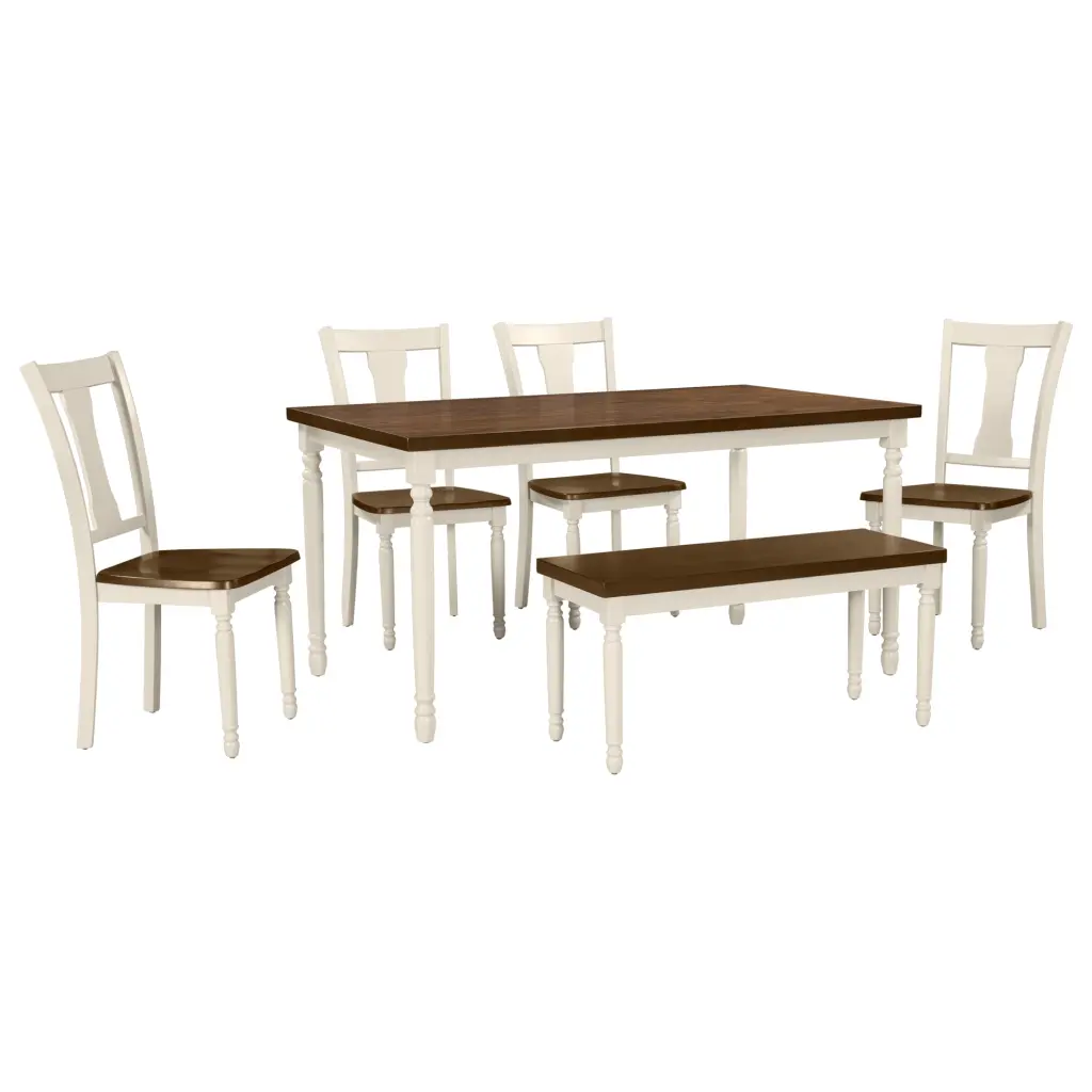 Timeless 6 Piece Wooden Dining Set Table 4 Chairs And Bench trexm