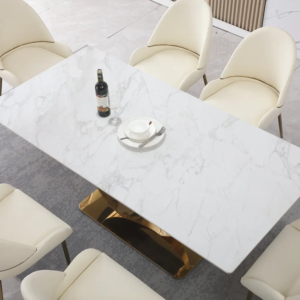 White Sintered Stone Fashion Dining Table Base Only montary