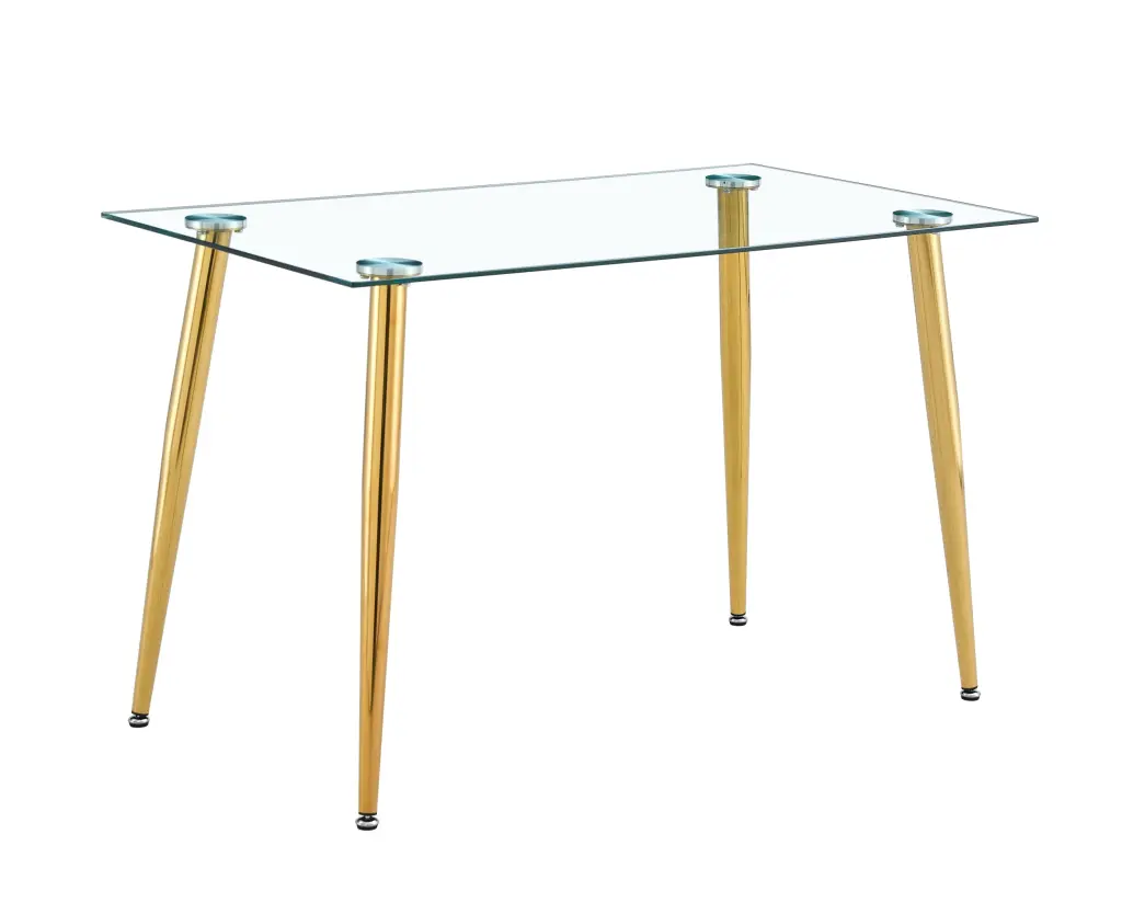 Modern Minimalist Rectangle Glass Dining Table Set 5 Transparent Chairs d-n furniture