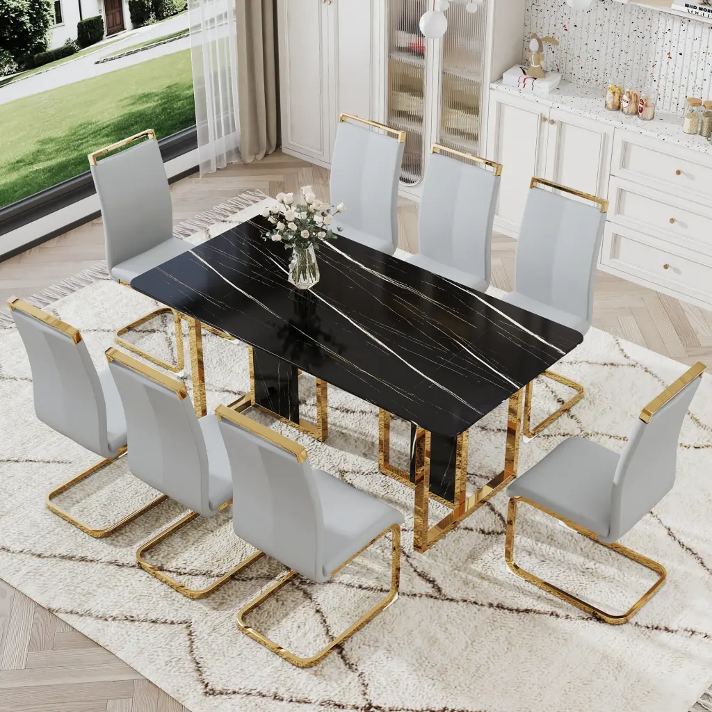 Modern Dining Table and Chair Set MDF Top and Beautiful Design droom w-1151