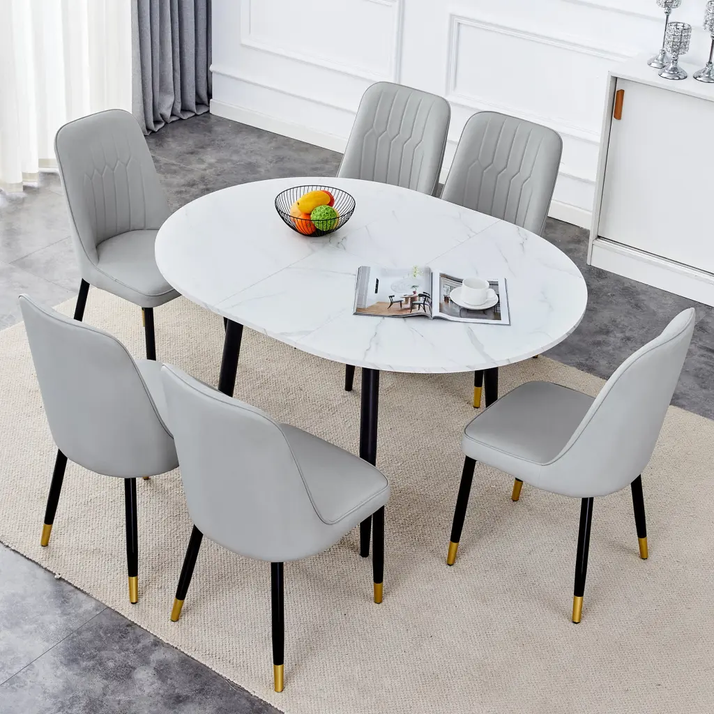 Modern Extendable MDF Dining Table and Chair Set Small Spaces droom w-1151