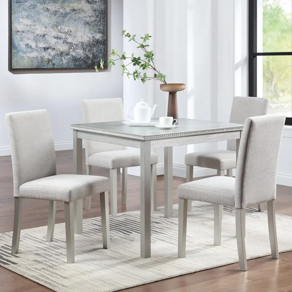 5 Piece Wooden Dining Table Set Square Kitchen Table Chairs fullbarn e-commerce