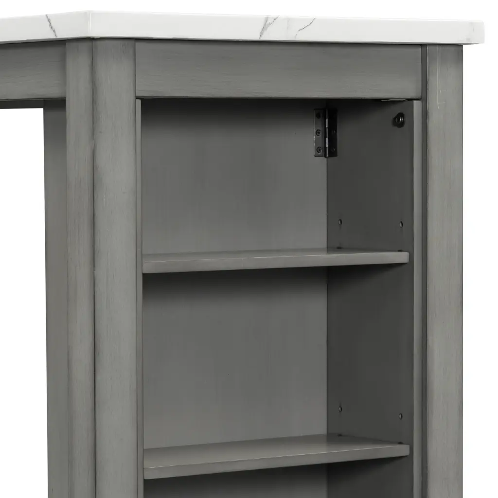 5 Piece Counter Height Dining Table Set Built Storage Shelves inspirit