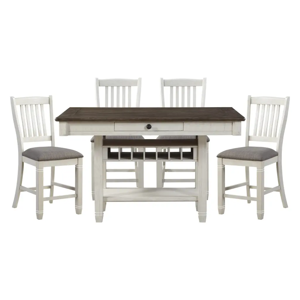 Antique White and Rosy Brown Counter Height Dining 5Pc Set kanepe