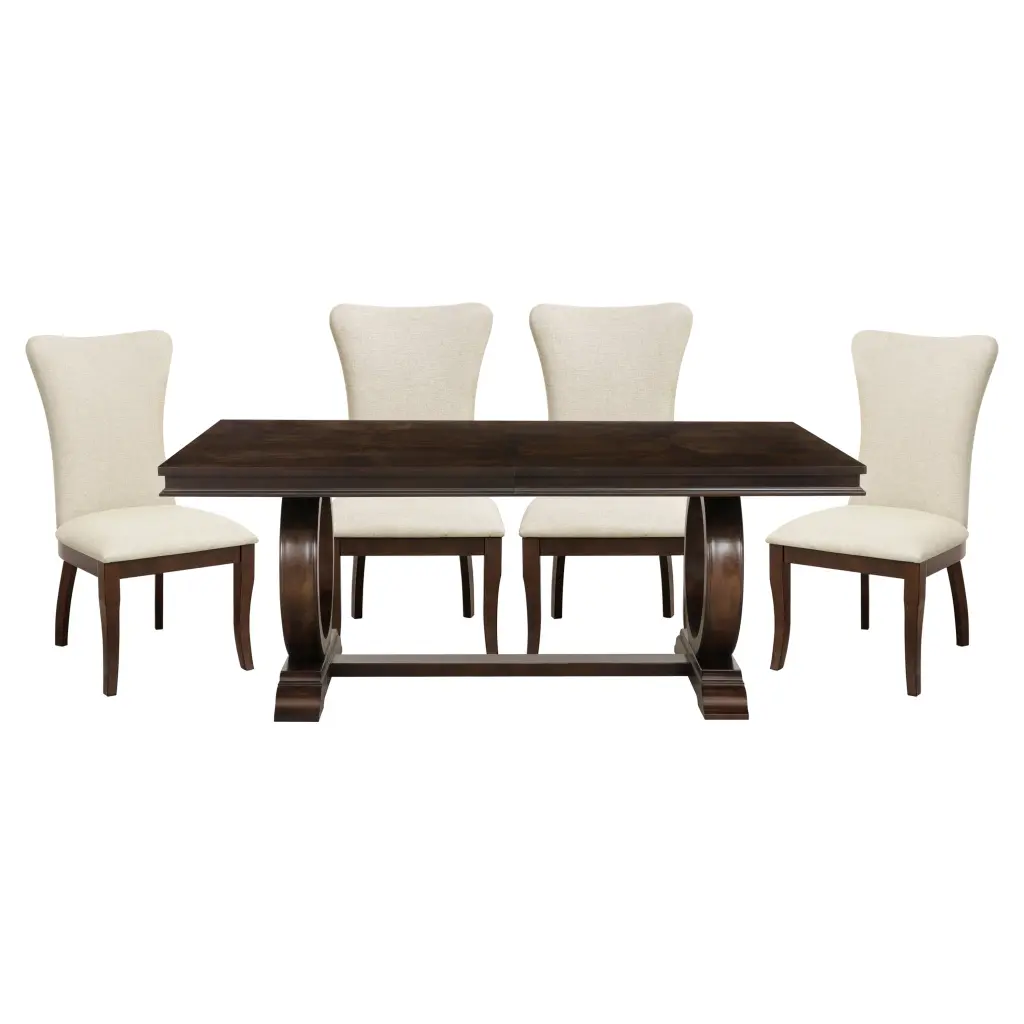 Modern Traditional 5 Piece Dining Set Table Extension Leaf And 4 Upholstered Chairs kanepe