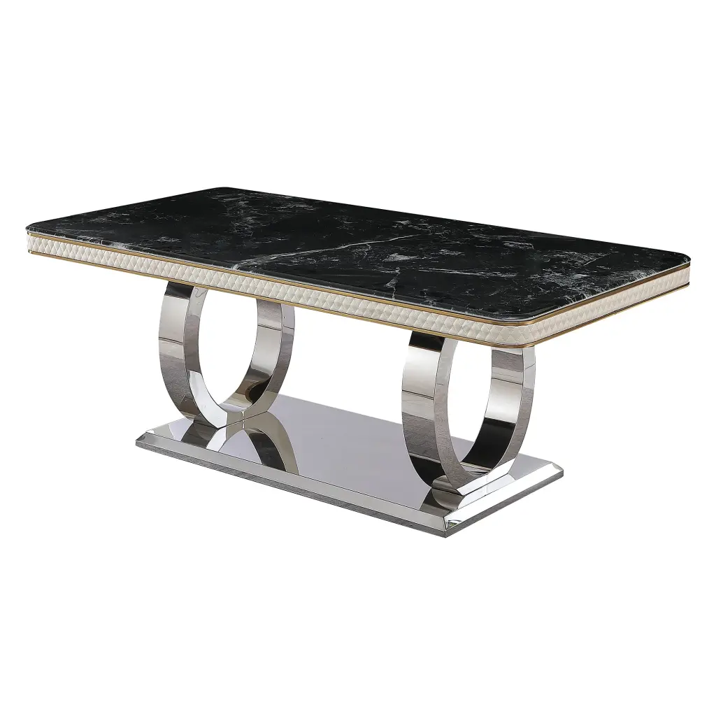 Premium Modern 78.7 Inch Black Dining Table Set 8 Chairs Kitchen Restaurant montary