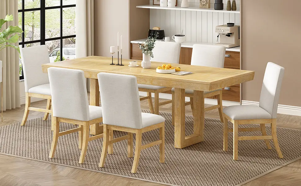 Traditional 7 Piece 72 Extendable Dining Table Set 12 Inch Butterfly Leaf Chairs rnb