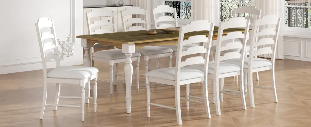 Vintage Traditional 9 Piece 82.7 Inch Extendable Dining Table Set rnb