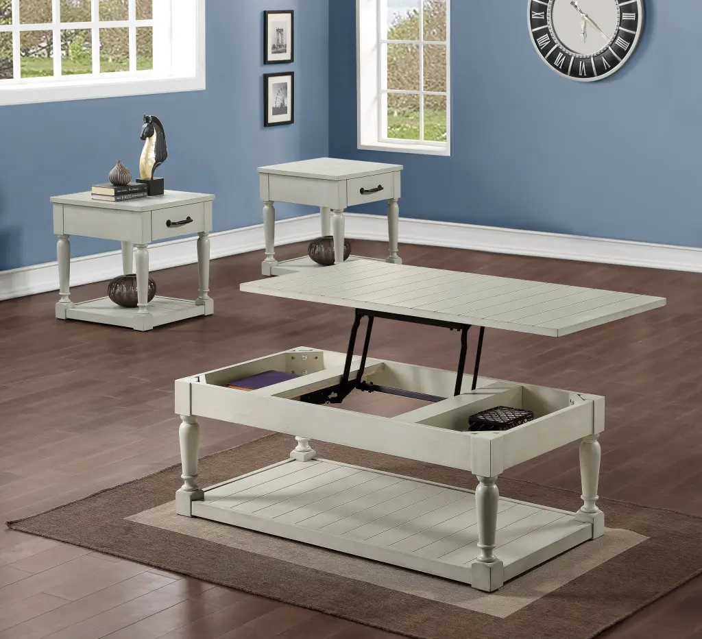 Hemingway 3 Piece Table Set White Wood Kitchen Dining Room Furniture steve silver furniture
