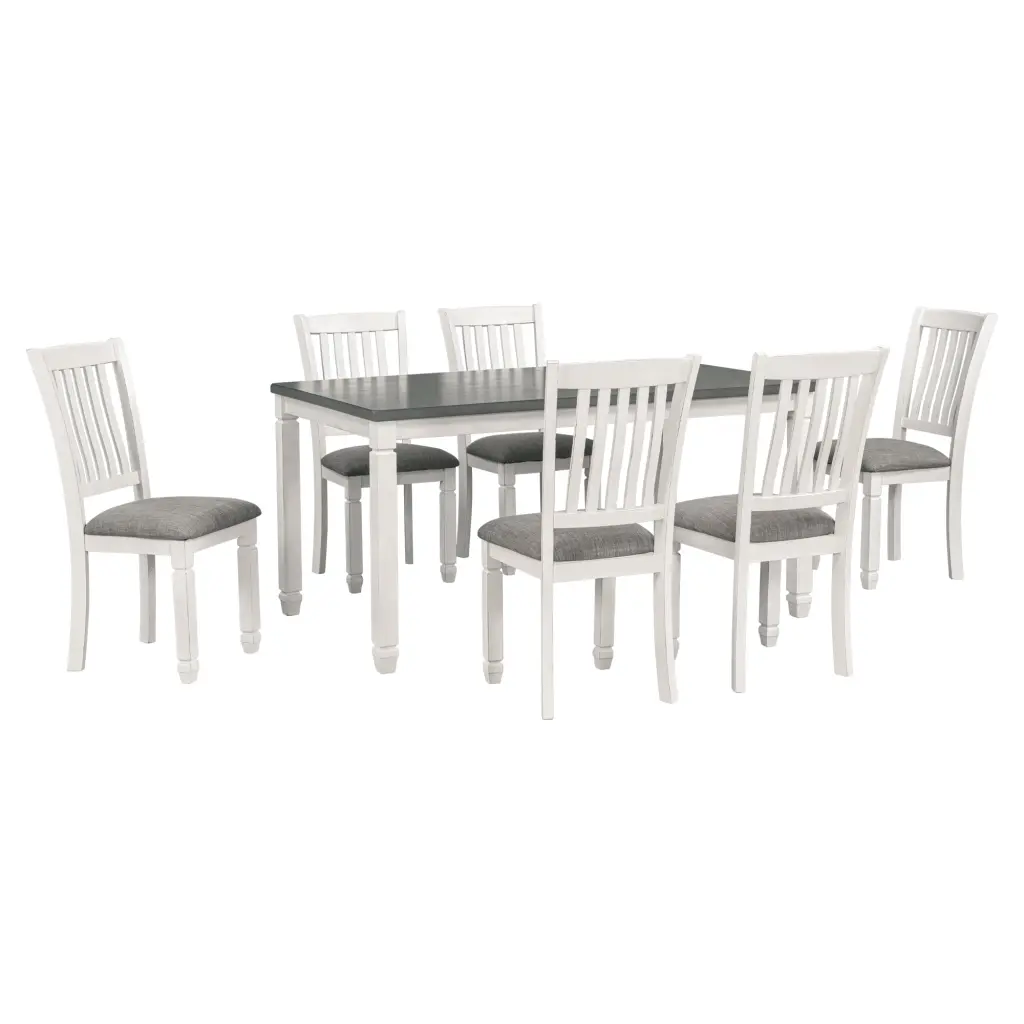 7 Piece Dining Table Set Wood Dining Table And 6 Upholstered Chairs trexm