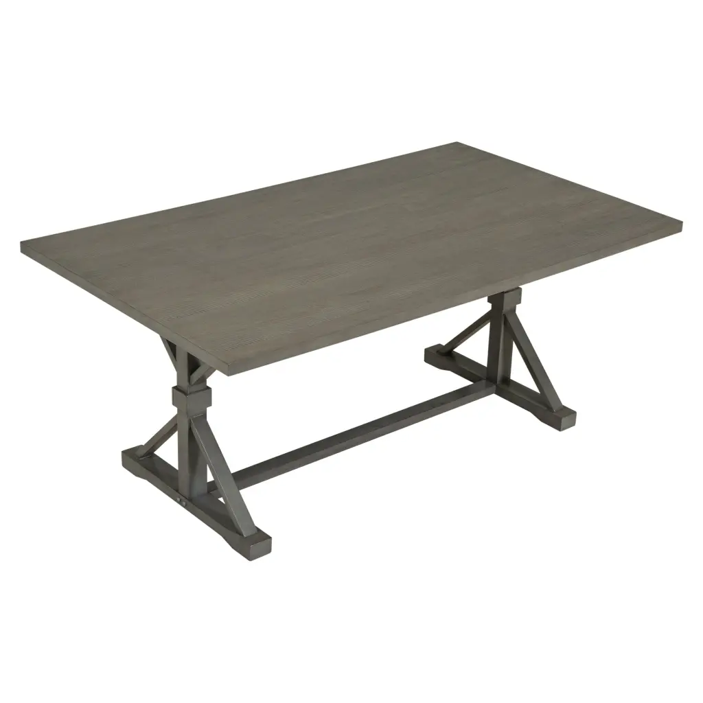 6 Piece Farmhouse Dining Table Set 72 Inch Wood Rectangular Table 4 Upholstered Chairs trexm