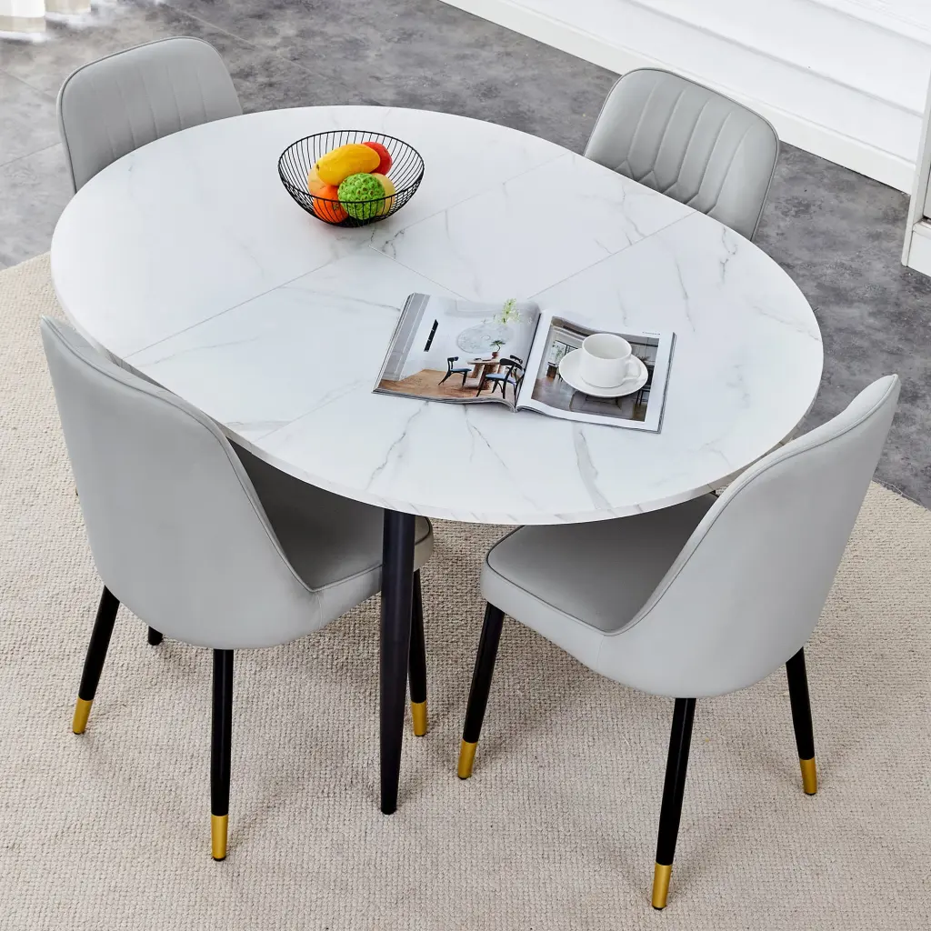 Modern Extendable MDF Dining Table And Chair Set droom w-1151