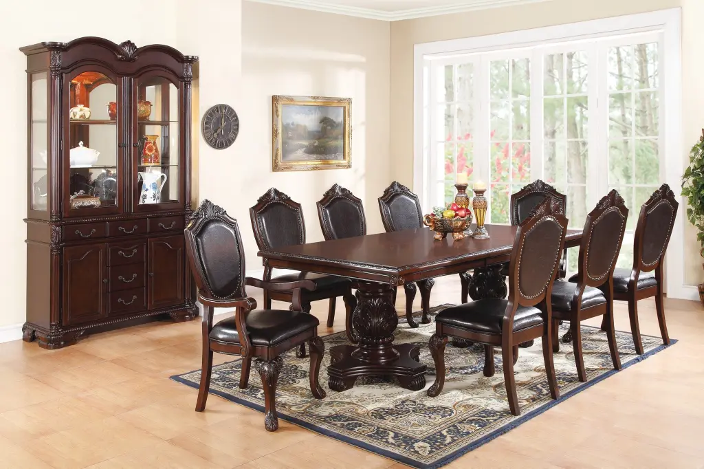 Formal Dining Room Table Leaf 2 Arm Chairs and 6 Side Chairs Brown kanepe