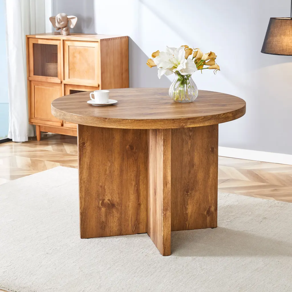 42 Inch Round Dining Table 4-6 People Modern Kitchen Table Small Dinner Table a-q house
