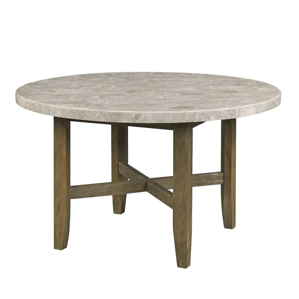 Karsen Dining Table Marble Top Rustic Oak Finish Modern Table acme onsite store