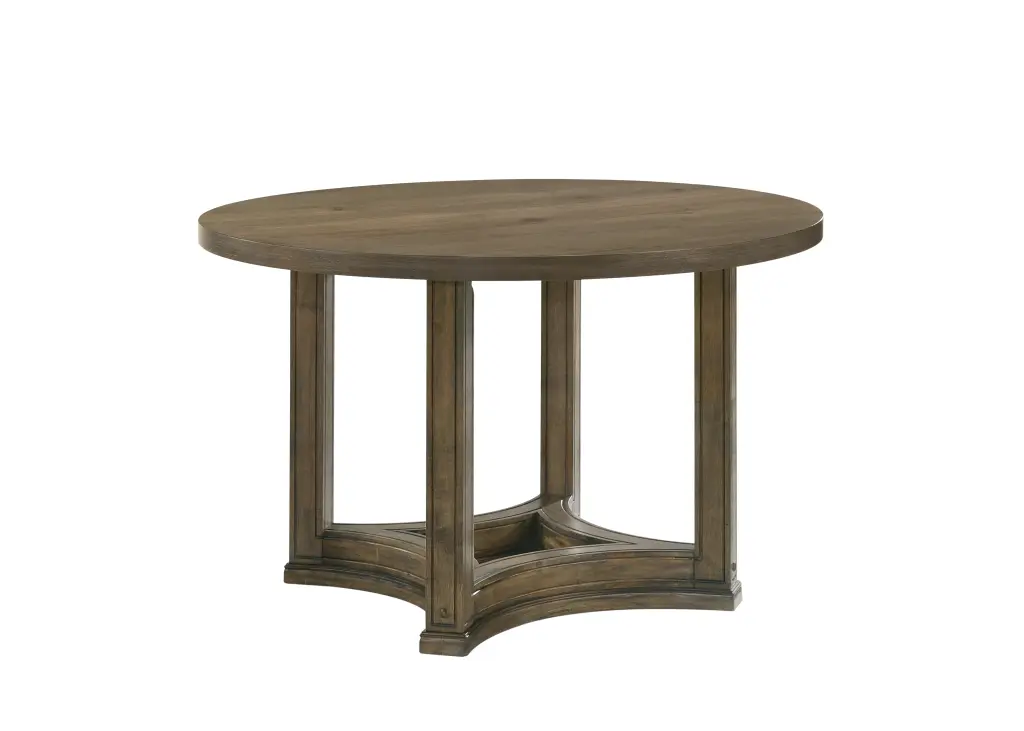 Parfield Round Dining Table Weathered Oak Finish Dn01809 Oak Wood 4-Seater Kitchen Table acme onsite store