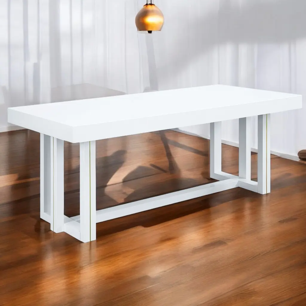 Paxley White High Gloss Finish Dining Table MDF acme onsite store