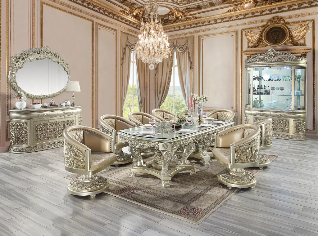 Sorina Dining Table Antique Gold Finish MDF Modern Kitchen Furniture acme onsite store
