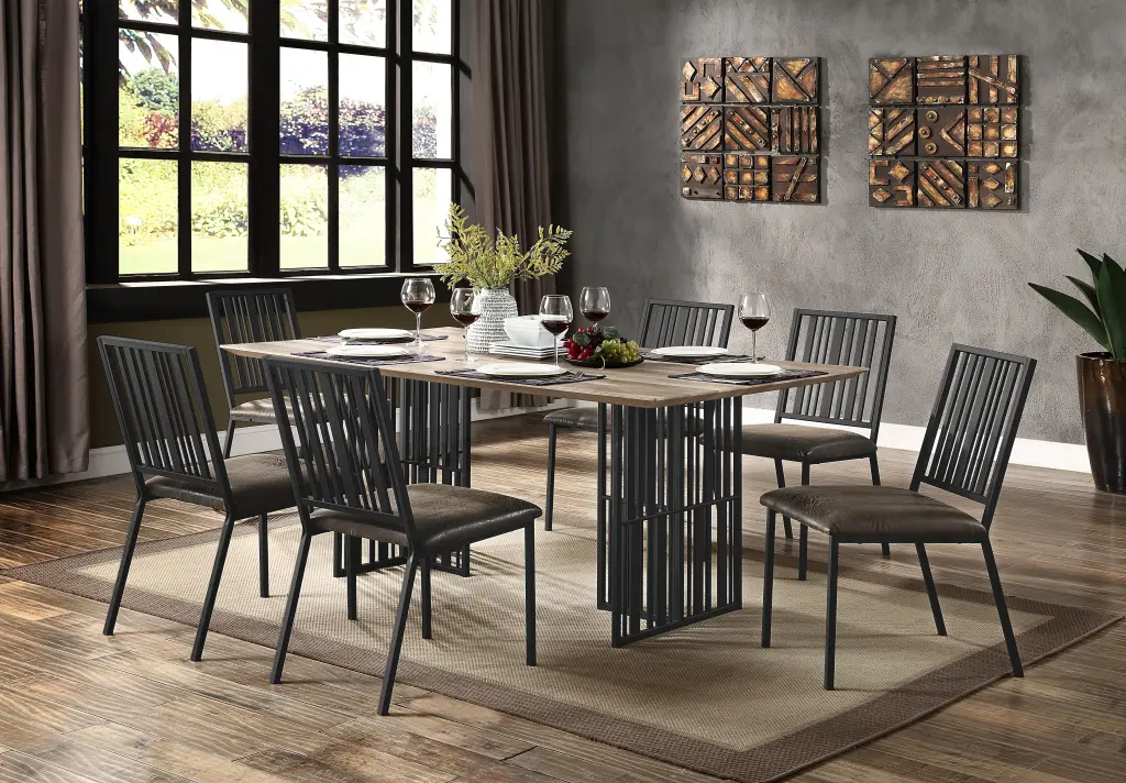 Zudora Dining Table Antique Oak Black Finish Modern Kitchen Table acme onsite store