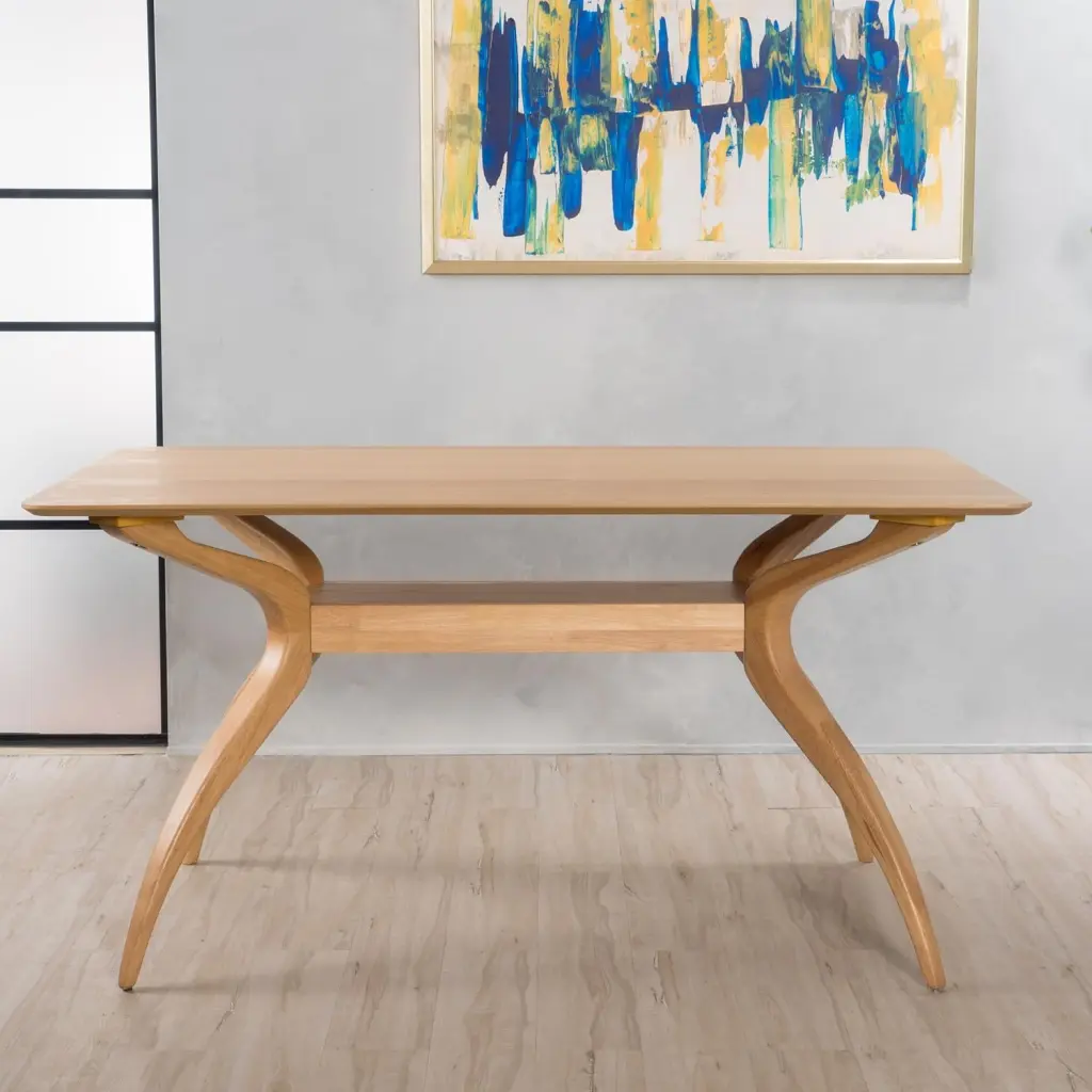 Dining Table Oak Rubber Wood Rectangular Kitchen Table