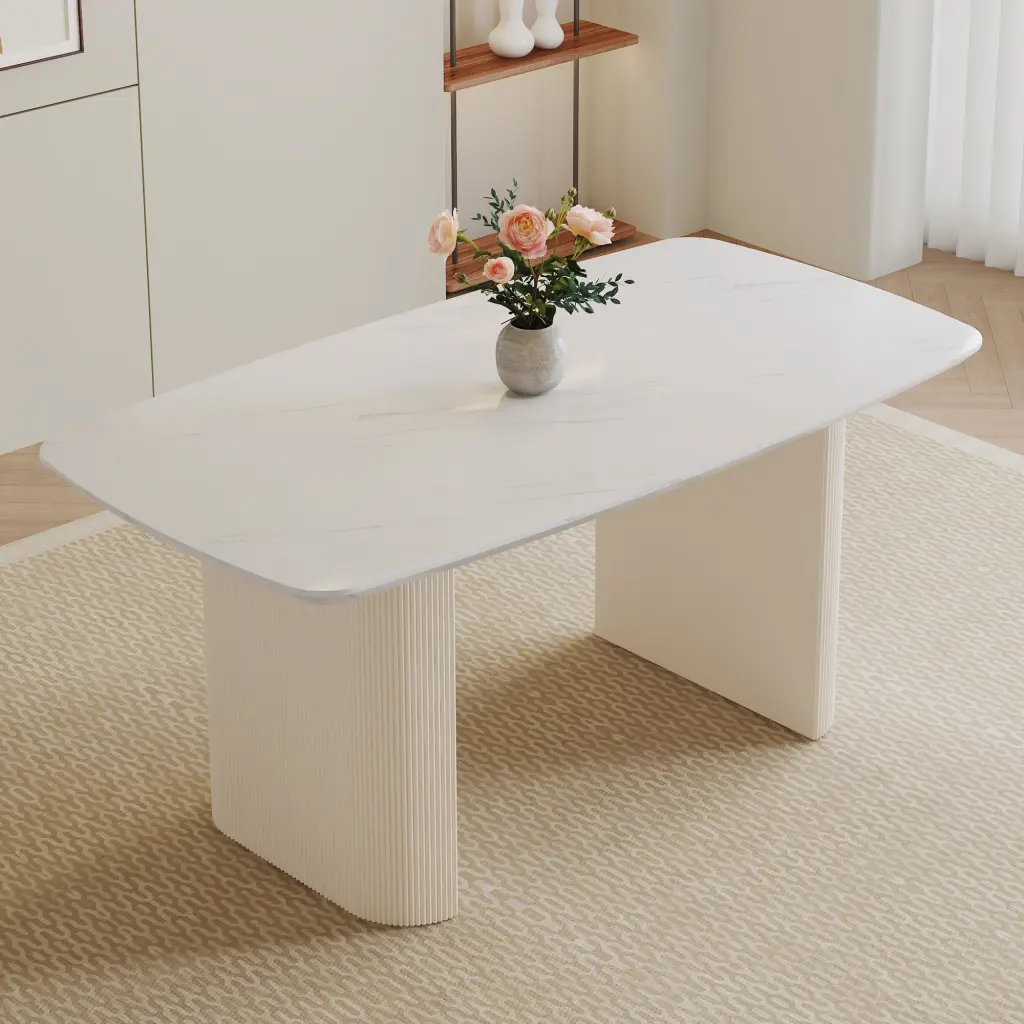 Cream Style MDF White Dining Table Warm And Stylish Furniture droom w-1151