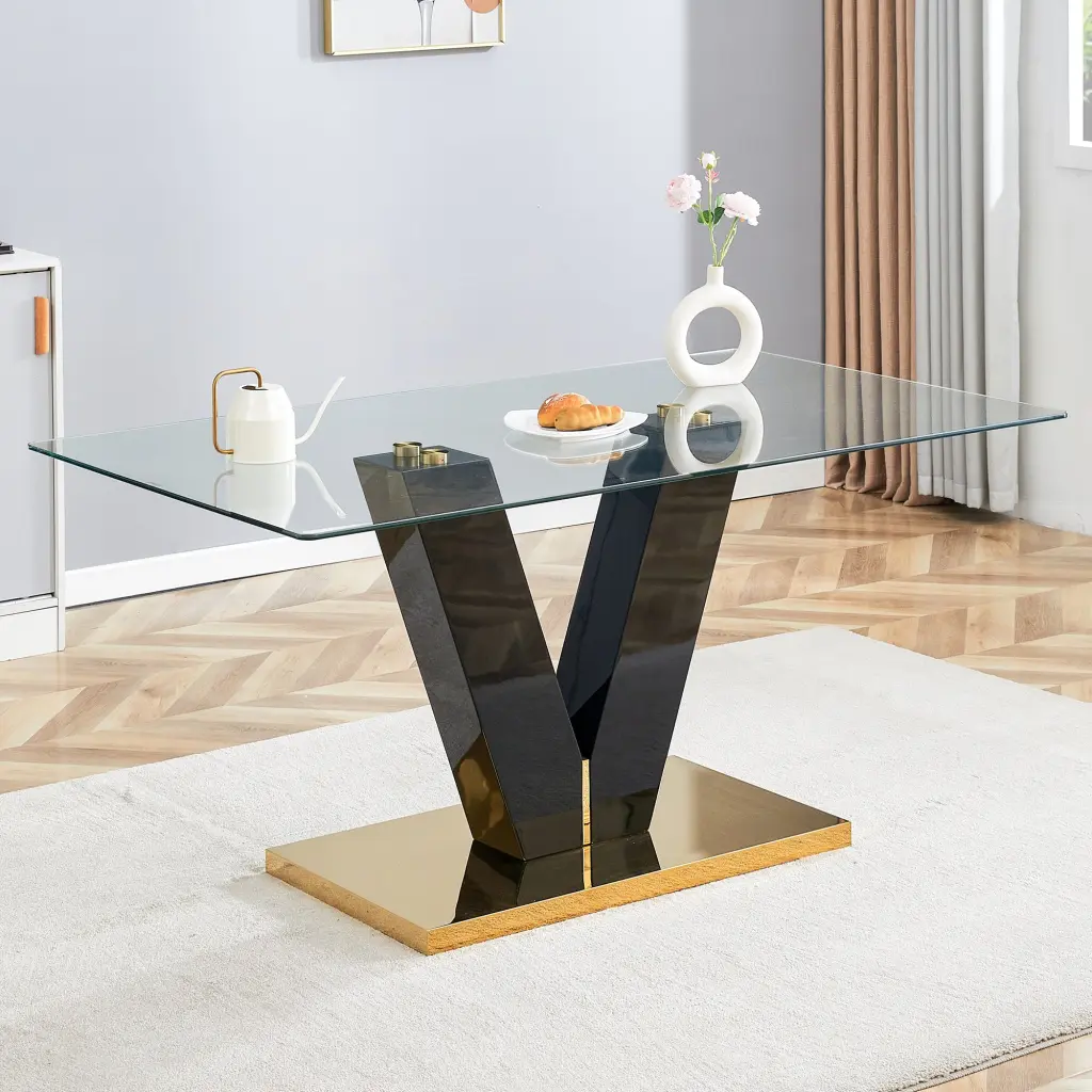 Large Modern Minimalist Rectangular Glass Dining Table 6-8 People droom w-1151