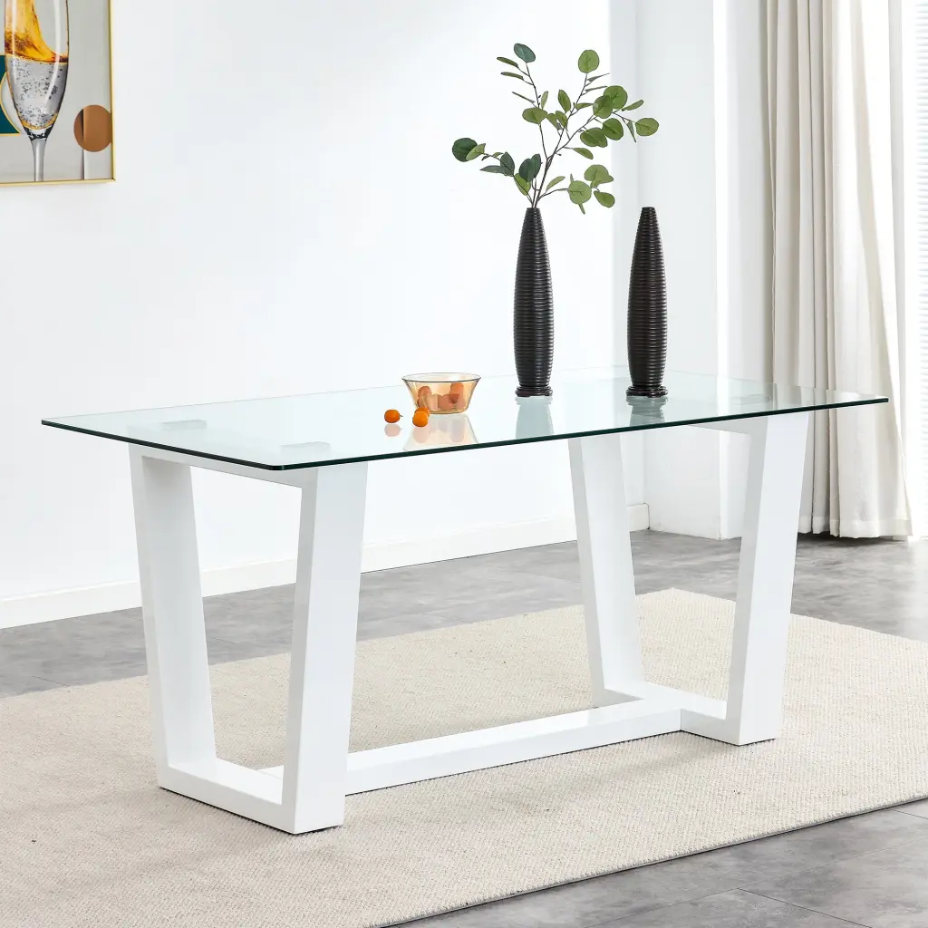 Large Modern Minimalist Rectangular Glass Dining Table 6-8 People droom w-1151