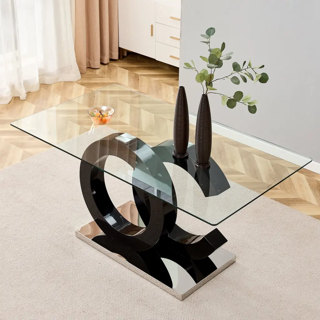 Large Modern Minimalist Rectangular Glass Dining Table 6-8 People droom w-1151