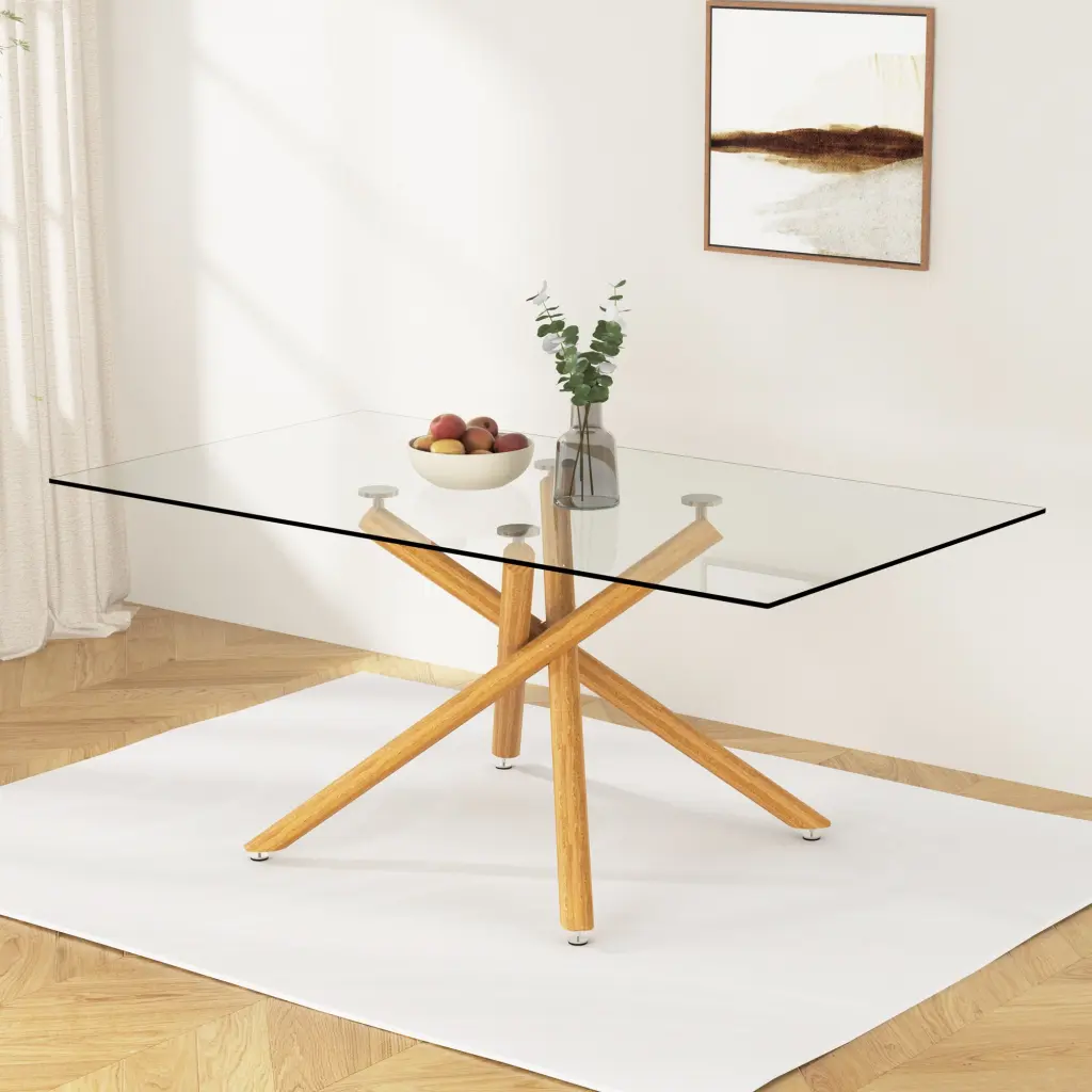 Large Modern Minimalist Rectangular Glass Dining Table 6-8 People droom w-1151