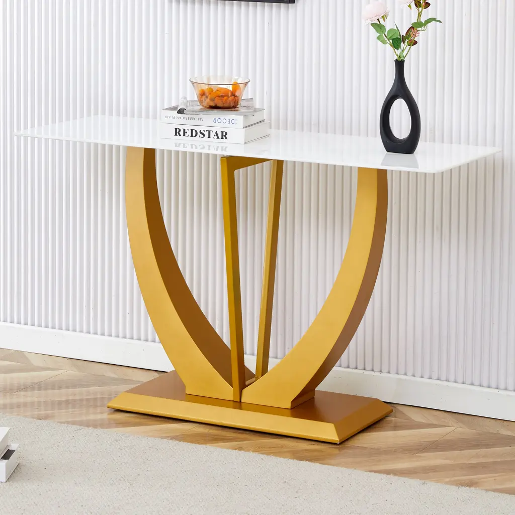 Modern And Effortless Rectangular Glass Dining Table White Pattern droom w-1151