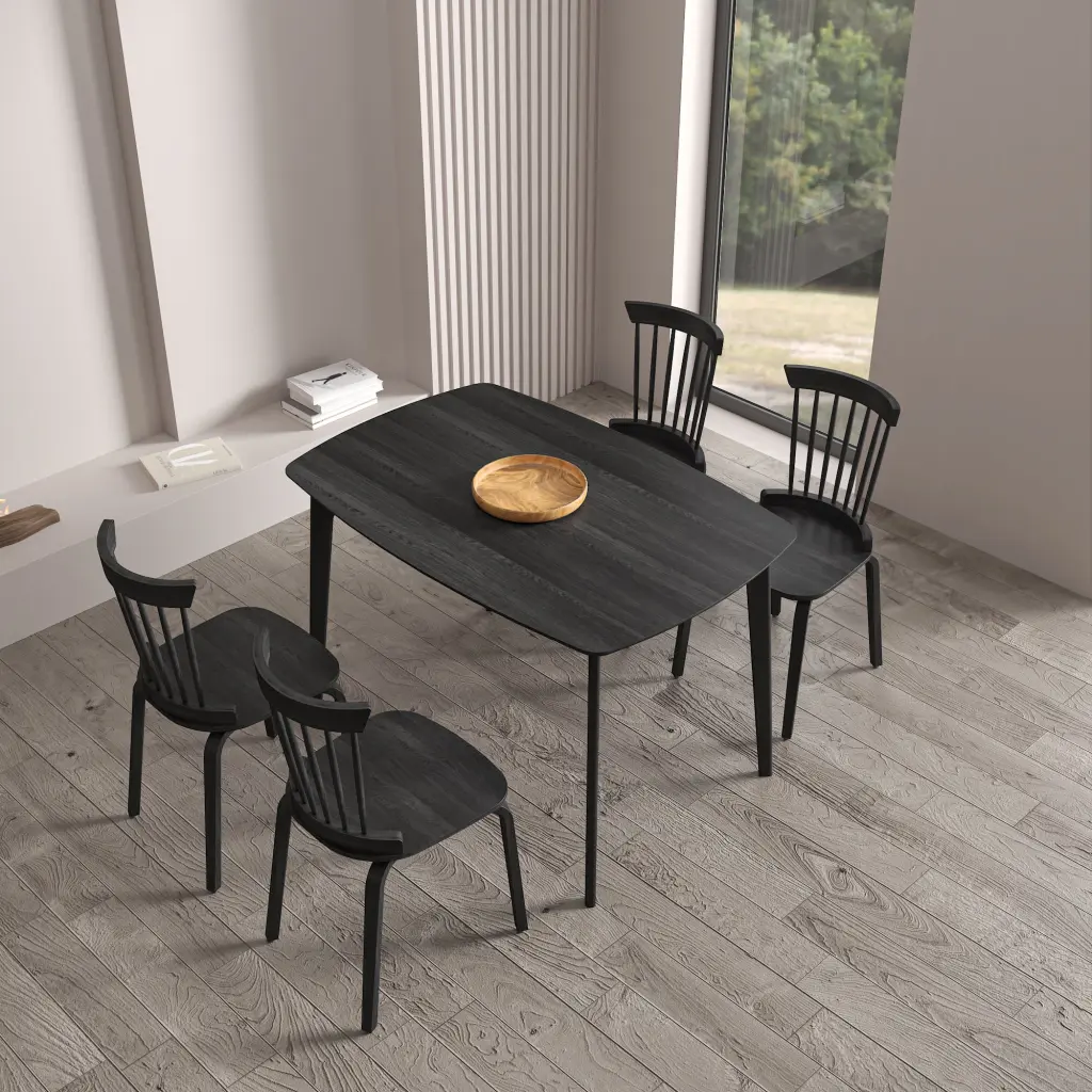 Solid Wood Dining Table 4 Solid Wood Slat Back Windsor Chair familyroom furnitures