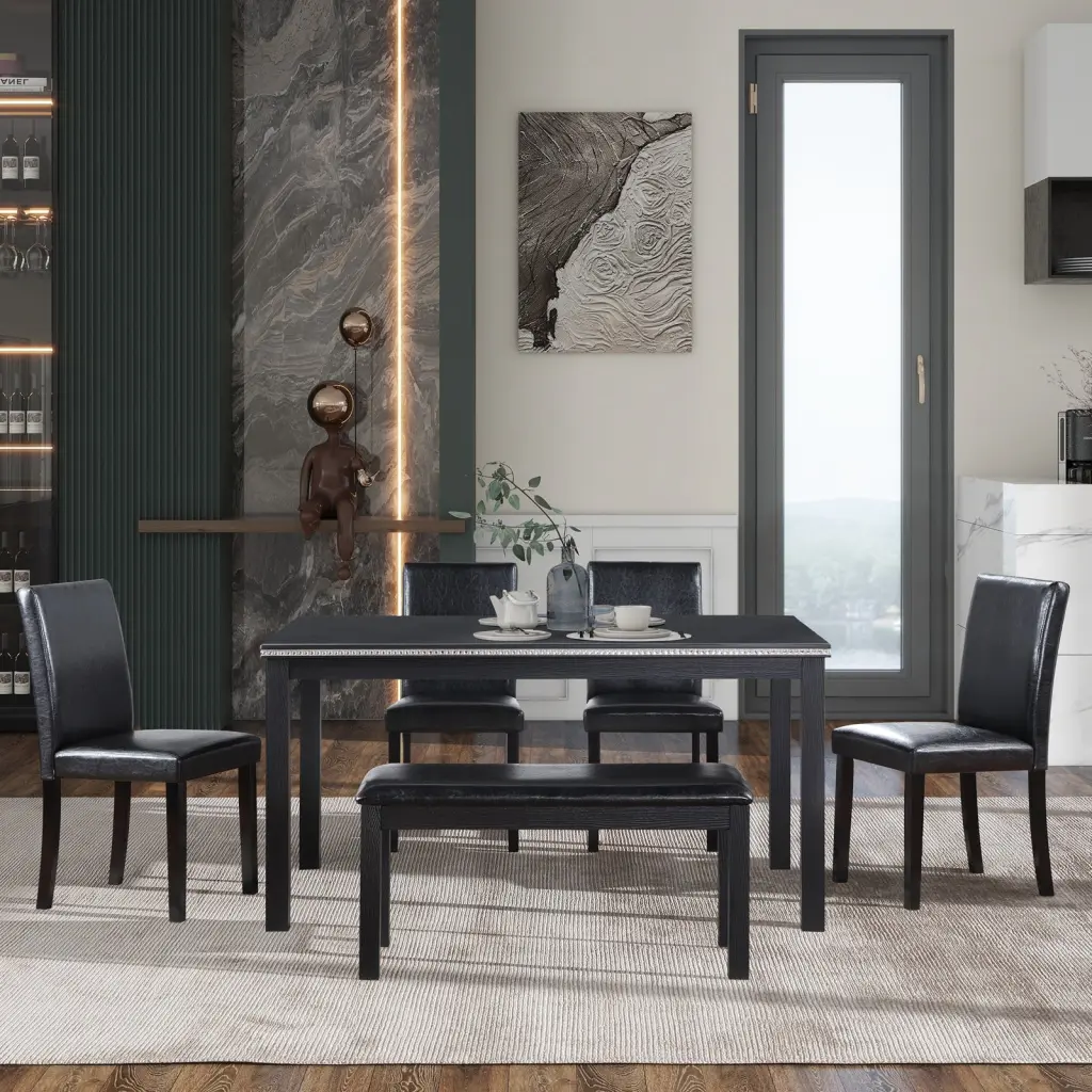 Wooden Dining Rectangular Table Bench Kitchen Table Set fullbarn e-commerce