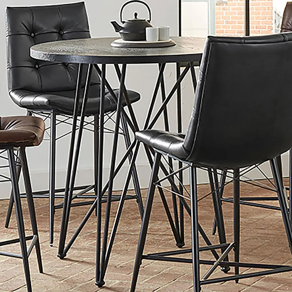 Black And Gunmetal Counter Height Table Black Seats 4 Dining Room Industrial furniture max