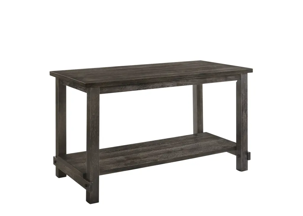 Weathered Grey Counter Height Dining Table Bottom Shelf Seats 6 furniture max