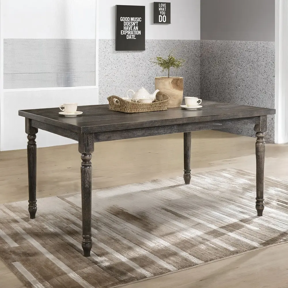 Weathered Grey Dining Table Rectangular Top Grey Seats 6 Dining Room Furniture furniture max