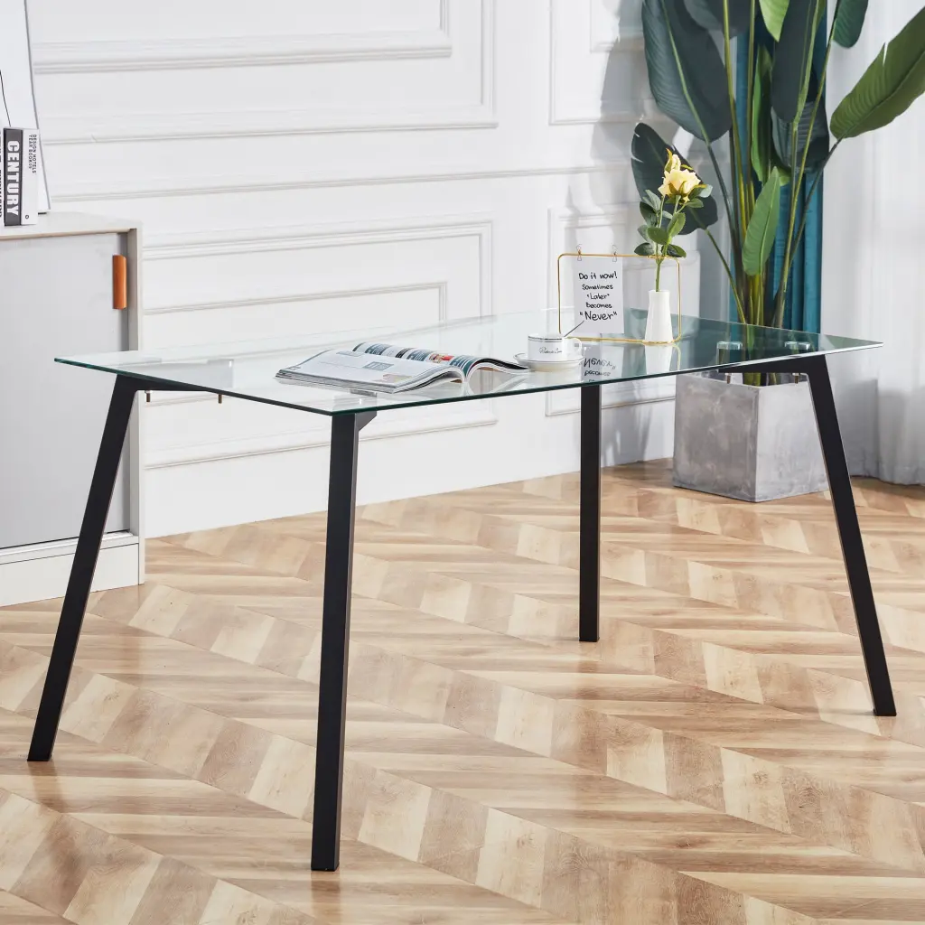 Modern Minimalist Rectangular Glass Dining Table 4-6 People furniture