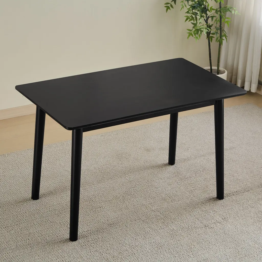 47 Inch Dining Table Black Solid Wood Kitchen Table 4-6 People haizhijia