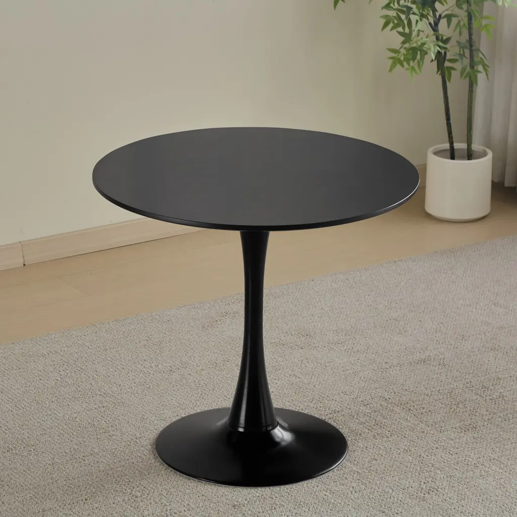 Round Dining Table Small Black Kitchen Table 31.5 Inch Tulip Design Modern haizhijia
