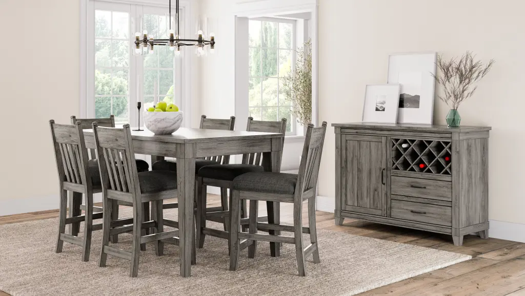 Rustic Gray Counter Height Dining Table Solid Wood MDF ihomefurnishings
