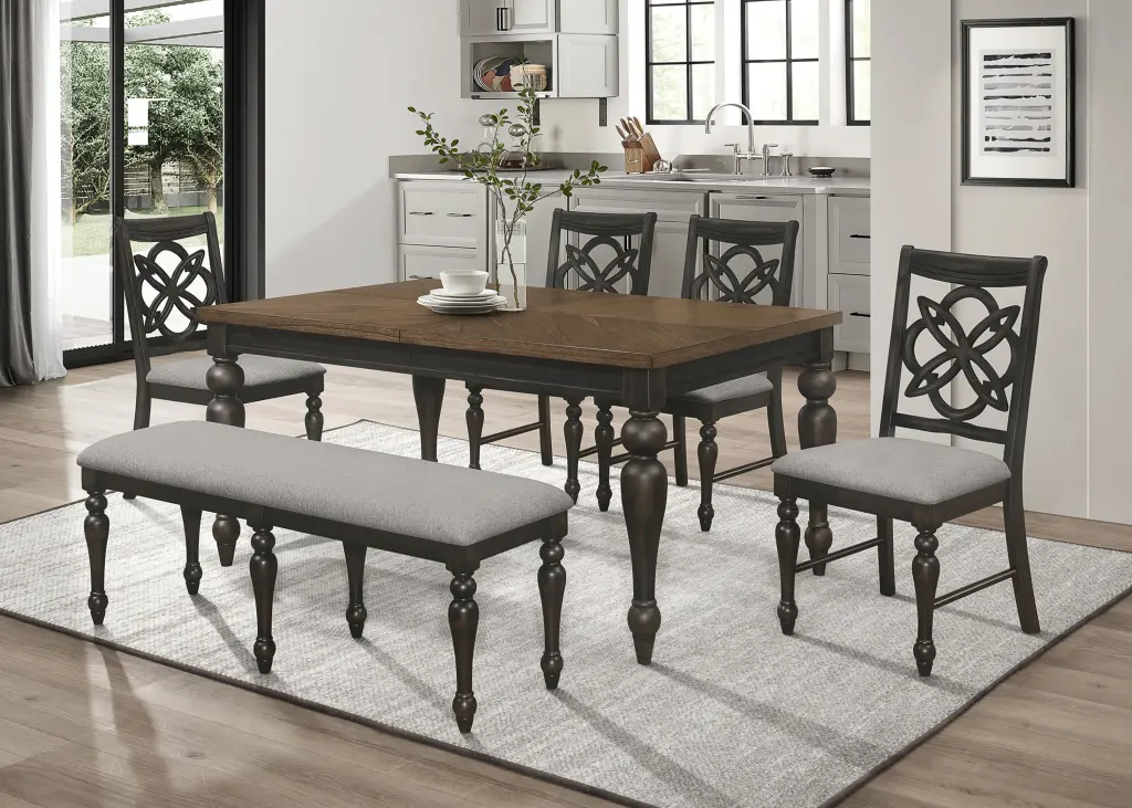 Brown Gray Finish Rectangular Extendable Table Top 18" Leaf kanepe