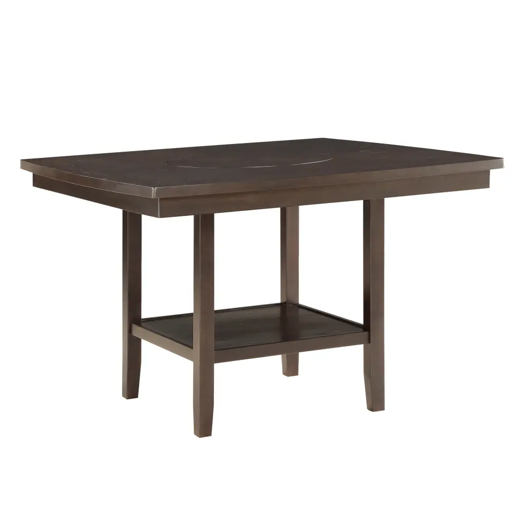 Dark Brown Finish Counter Height Table Lazy Susan and Drawers kanepe