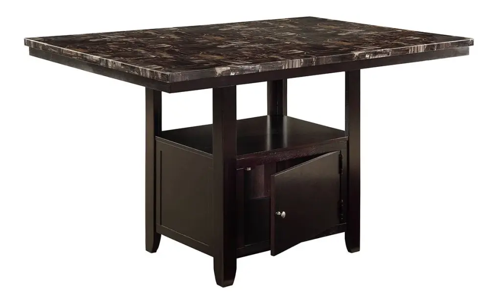 Dining Room 1Pc Counter Height Table Shelve Storage Base Faux Marble Top kanepe