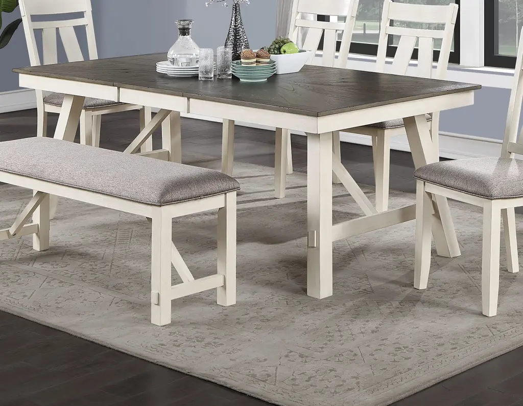 Dining Room Furniture Dining Table White Finish Table Grey Wooden Top Modern Design kanepe