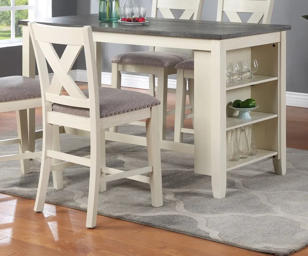 Modern Counter Height Dining Table Storage Shelves 1-Piece Kitchen Table kanepe