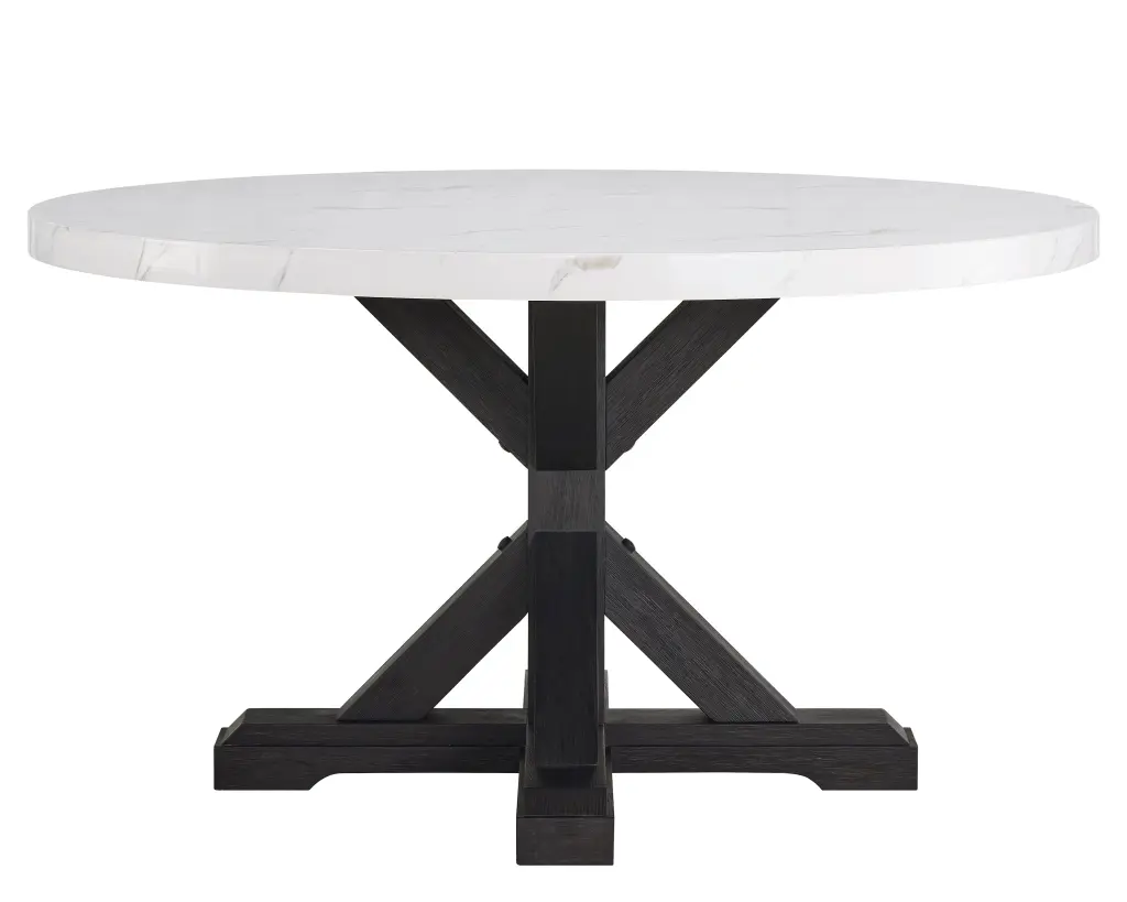 1 Piece Transitional Modern Formal Dining Table White Round Faux Marble kanepe