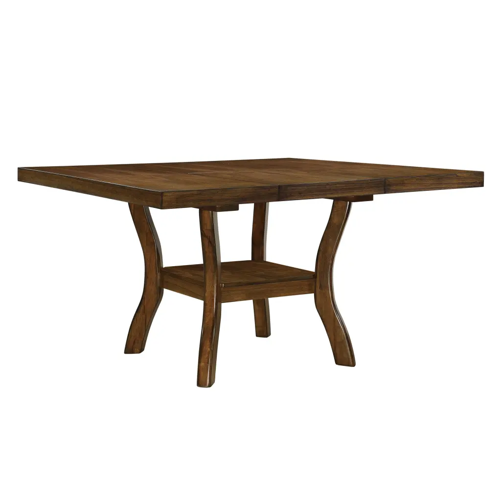 Transitional Brown Finish Dining Table Lower Presentation Shelf kanepe